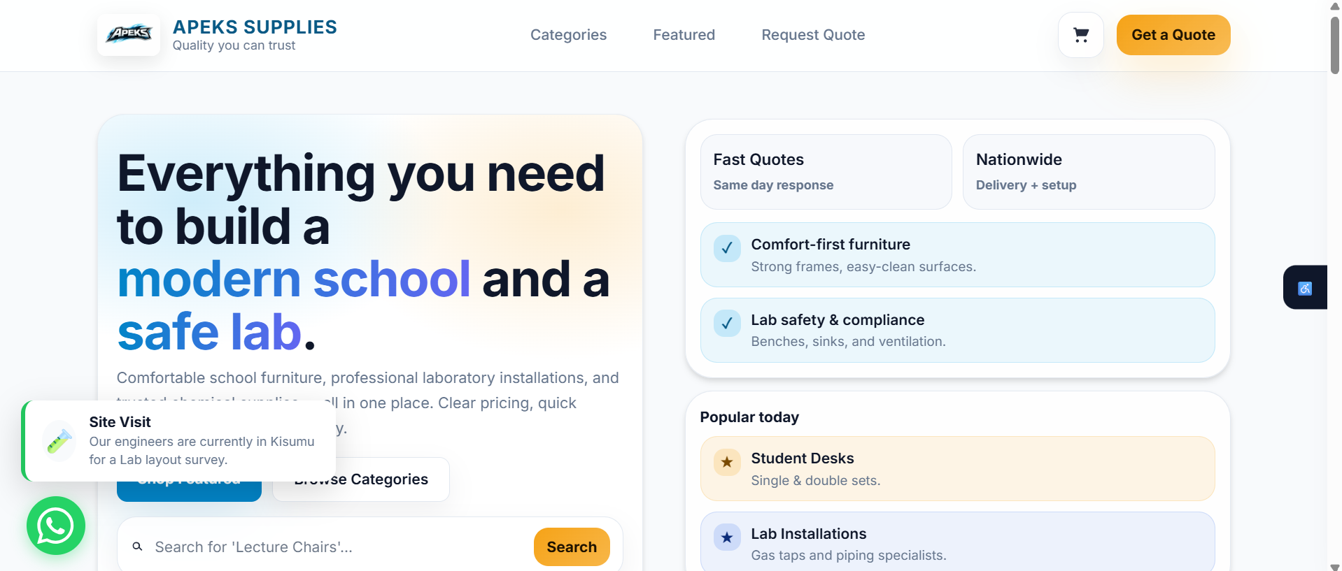 Apeks Supplies business supplies website