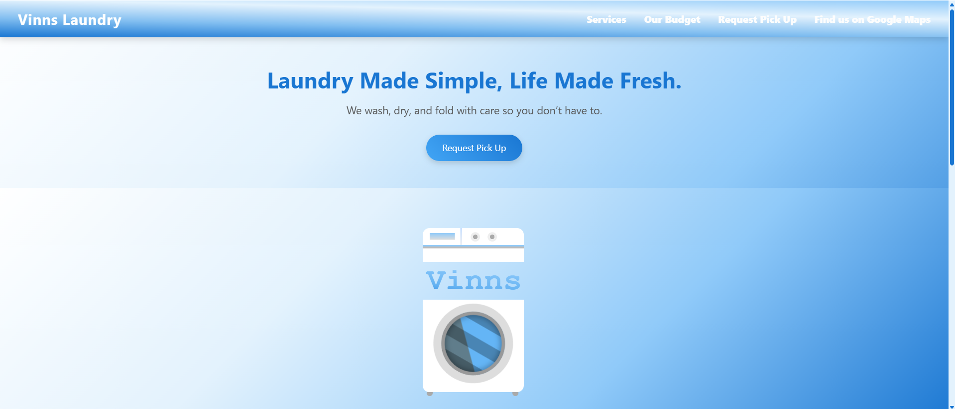 Vinns Laundry service website for small businesses